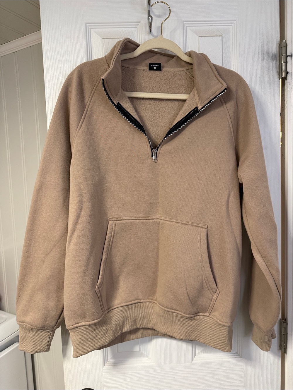 Women's Half-Zip Pullover Hoodie in Taupe